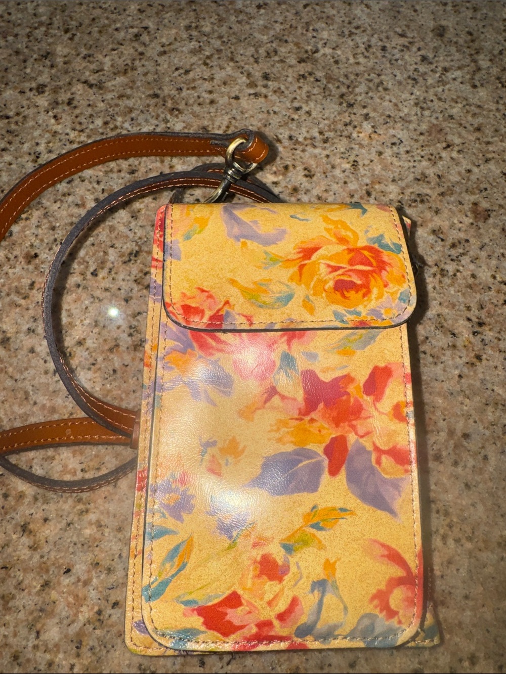 Patricia Nash Floral Yellow Crossbody Phone Bag
